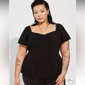 Torrid Black Black Peplum Blouse